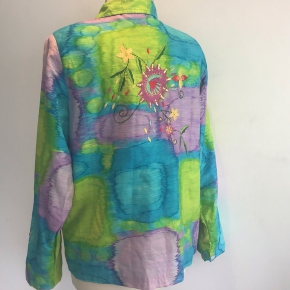 Indigo Moon embroidered and embellished jacket on watercolor effect cloth Medium - Picture 4 of 11